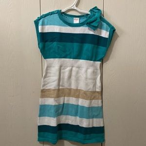 Gymboree Teal, White & Gold Striped Sweater Dress